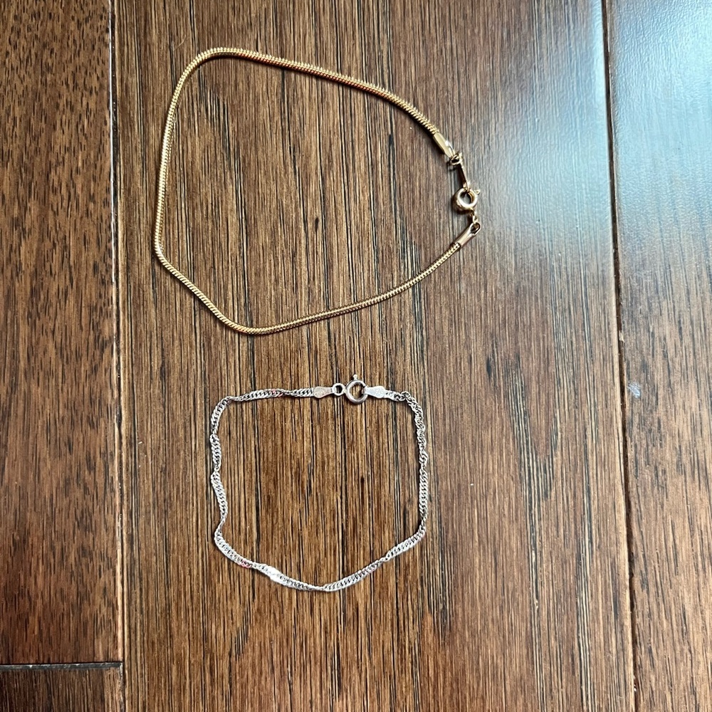 Gold and silver bracelets